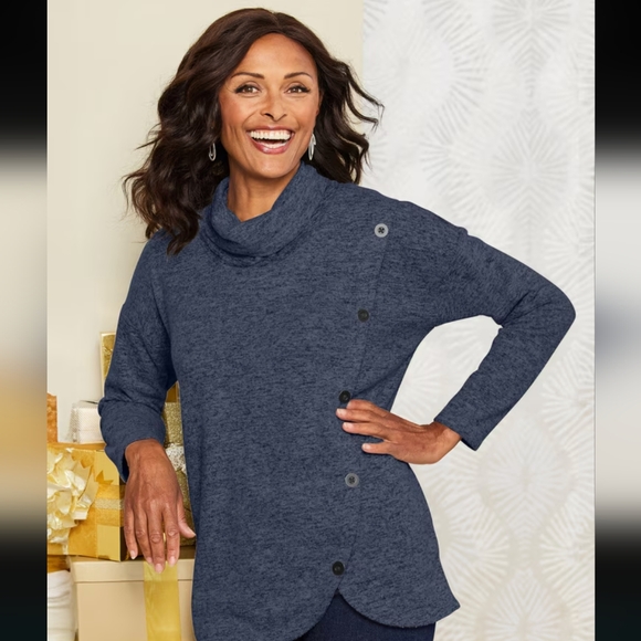 NWT Ruby Rd Fireside Fleece Cozy Cowl Neck Sweater Soft Warm & Fuzzy HOLIDAY - Picture 10 of 10